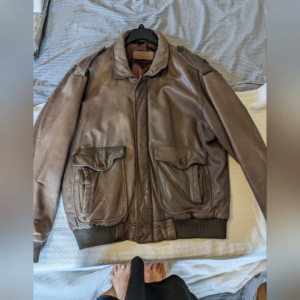 Vintage Brooks Brothers Men's Leather Bomber